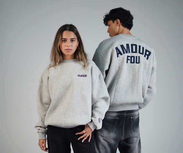 Crewneck light gray x navy blue