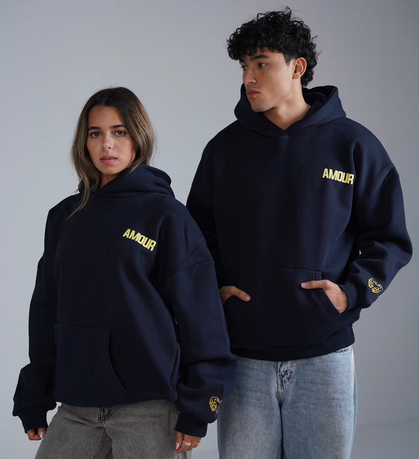 Hoodie navy blue x yellow