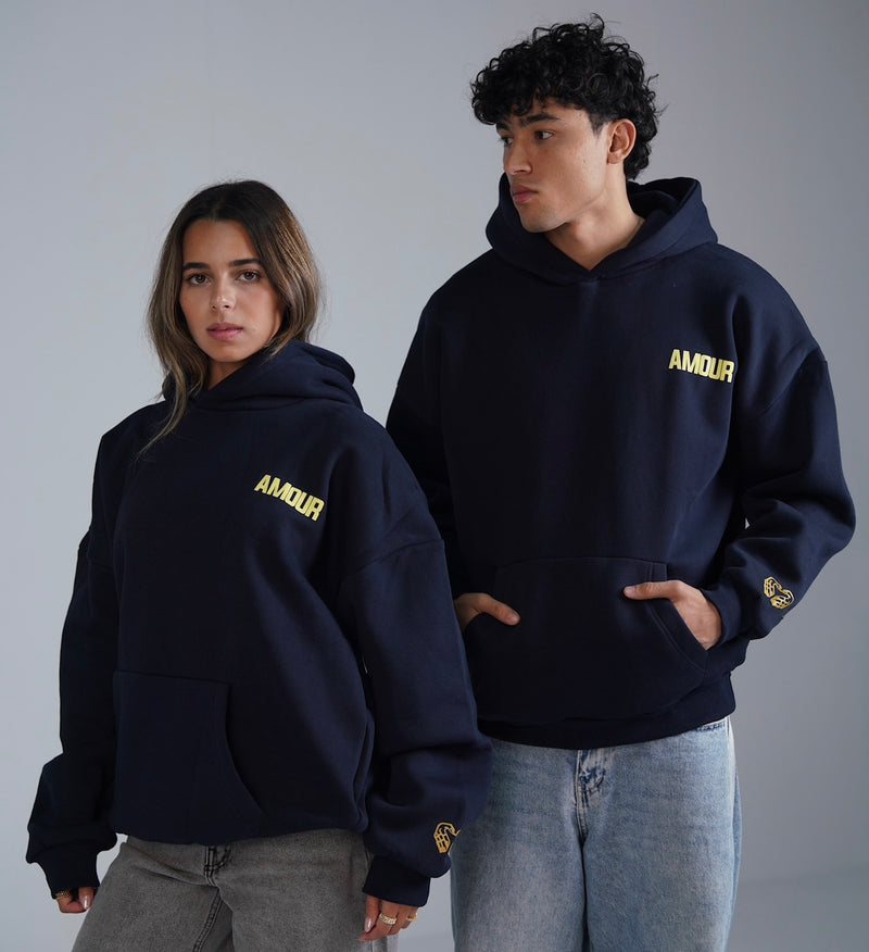 Hoodie navy blue x yellow