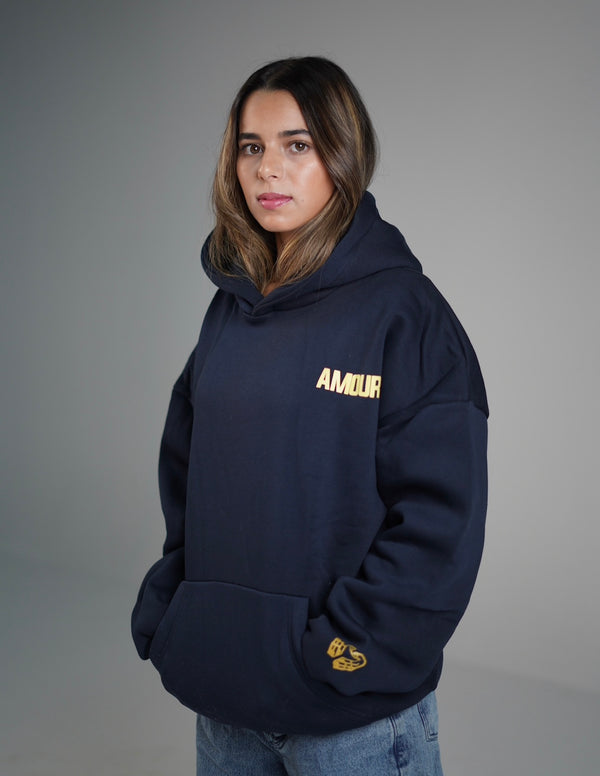 Hoodie navy blue x yellow