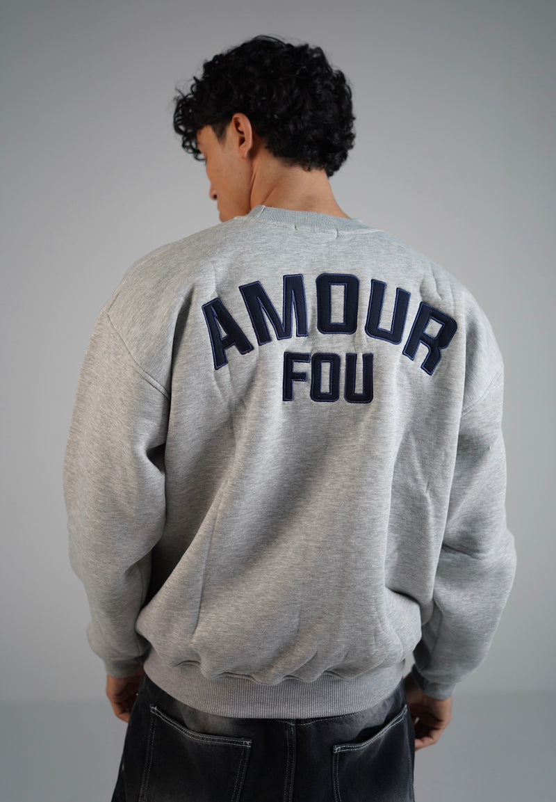 Crewneck light gray x navy blue