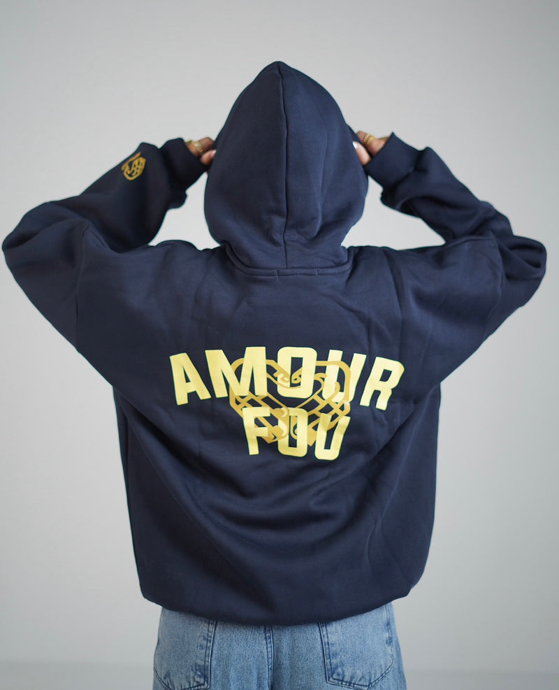 Hoodie navy blue x yellow