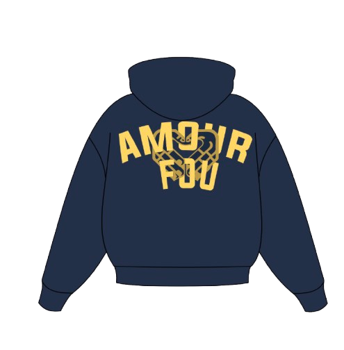 Hoodie navy blue x yellow
