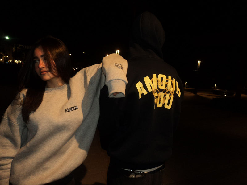 Crewneck light gray x navy blue